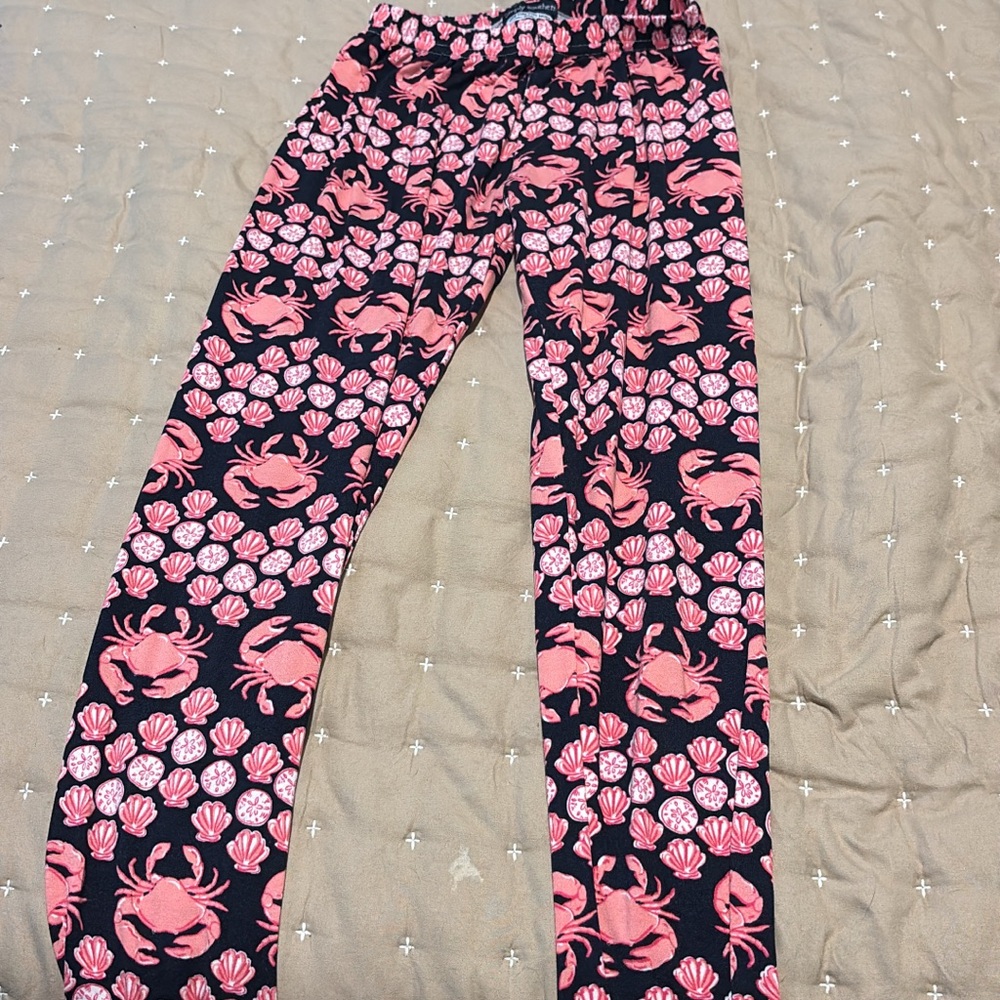 Simply Southern Pink and Black Crab Print Pants